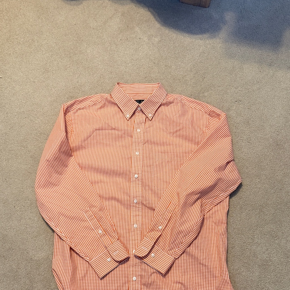Jos. A. Bank Men's Orange Plaid Button Down Shirt